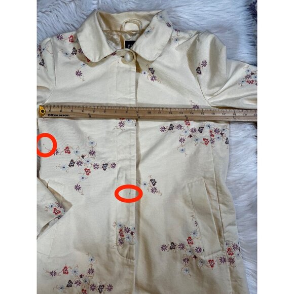 Vintage Gap Womens Coat Sm Cream Pale Yellow Embroidered Lined Pockets - Picture 5 of 5